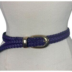 Vintage Capezio Leather Braided Purple Belt M L Gold Tone Buckle Royal Electric